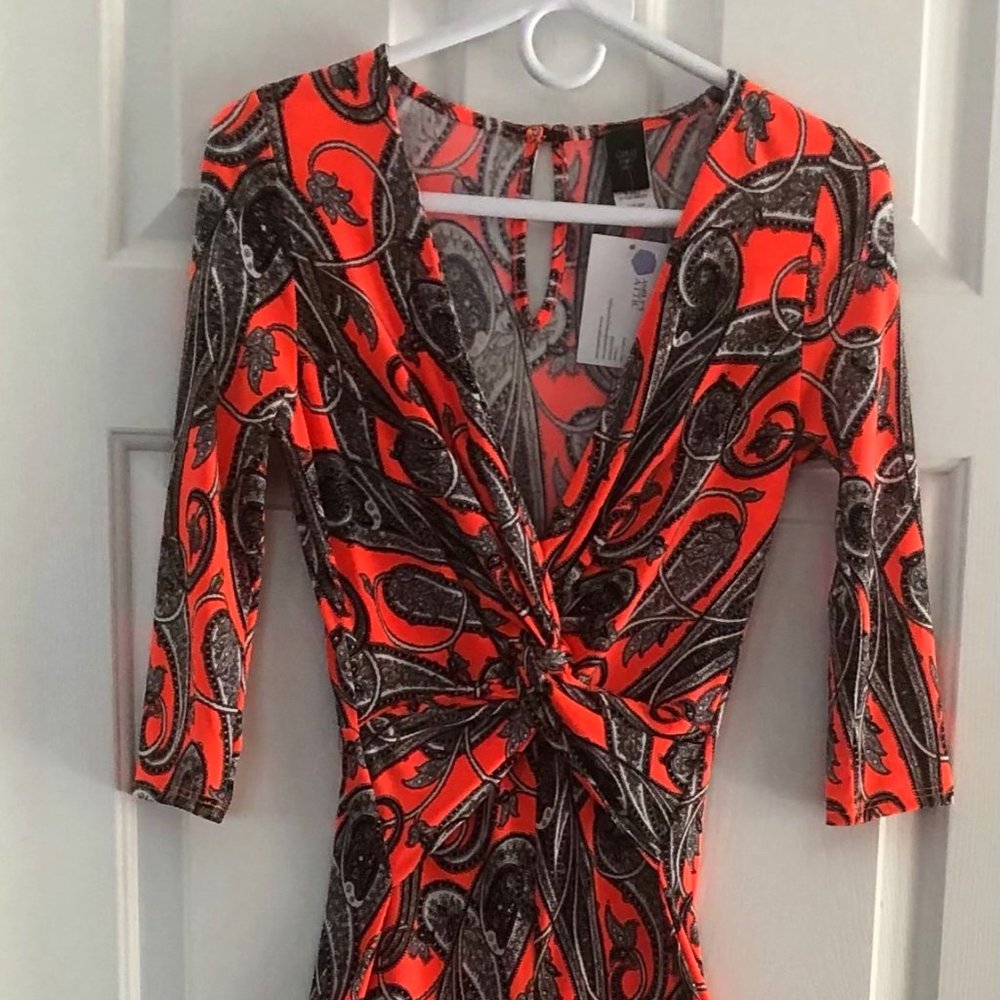 GIBIU Jumpsuit in Bright Orange Paisley Print